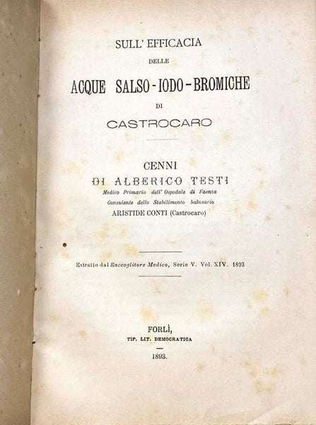 Bound Volume of 11 Italian Medical Pamphlets and Offprints, with Emphasis on Experimental Physiology, 1878-86: Le Cortecce di China Nella Farmacia Fino ad Oggi e la Ragione della Preparazione dell'Eclemma Chinacea...; Gli Ospedali e il Darwinismo; Analis…