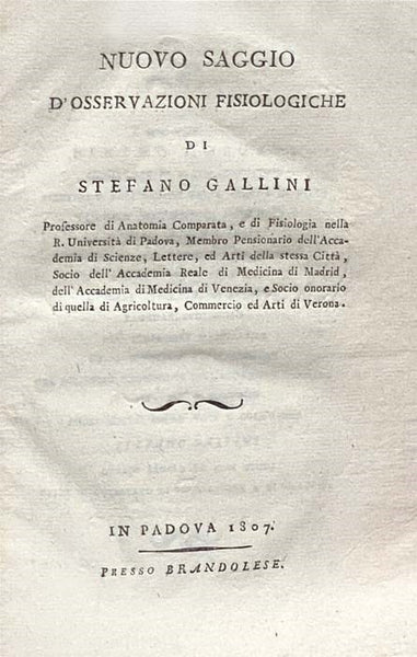 Nuovo Saggio D'Osservazioni Fisiologische