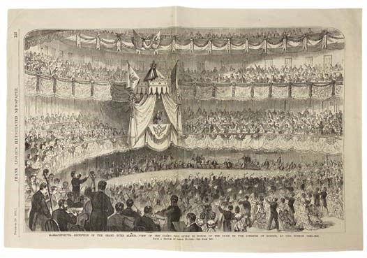 Massachusetts--Reception of the Grand Duke Alexis--View of the Grand Ball Given in Honor of the Duke by the Citizens of Boston, at the Boston Theatre. From a Sketch by Joseph BeckerFrank Leslie's Illustrated Newspaper, December 30, 1871