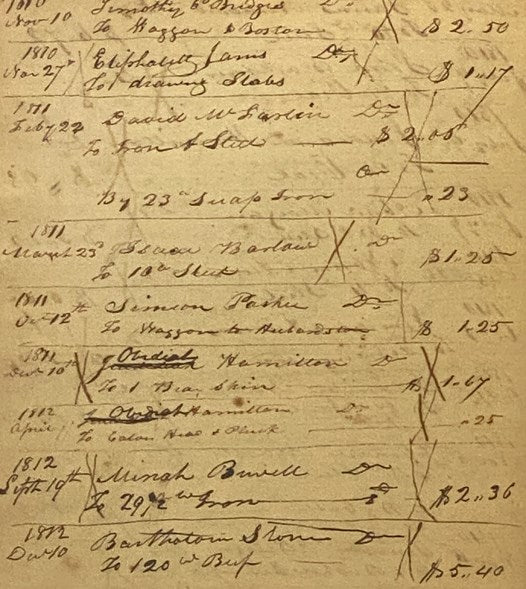 Early 1800s Account Ledger