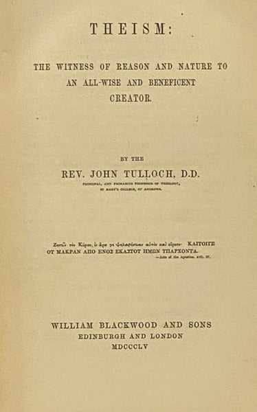 Theism: The Witness of Reason and Nature to an All-wise and Beneficent Creator