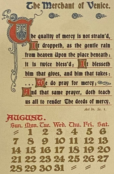 Fair Thoughts and Happy Hours Attend on You: A Shakespeare Calendar for 1910.
