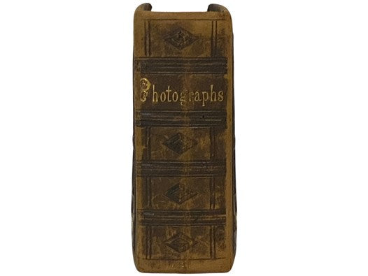 19th Century Photograph Album with Decorative Brass Clasps, Embossed Design with Inlays, Gilt Gauffered Edges