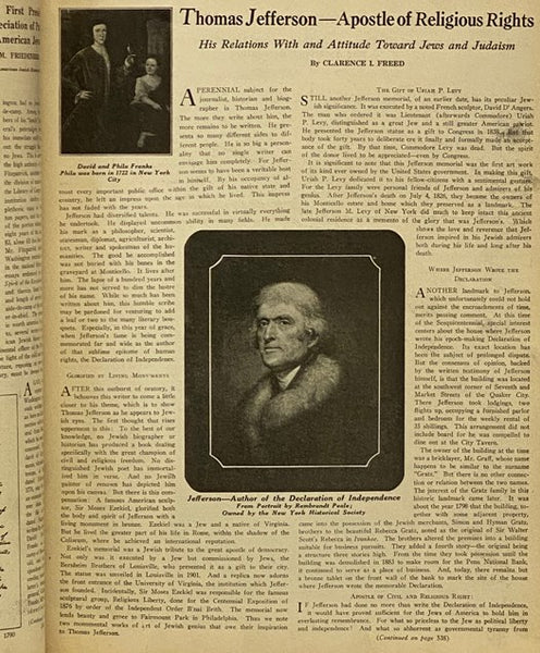 The American Hebrew of September 10, 1926: Jews in the Pageant of American Freedom