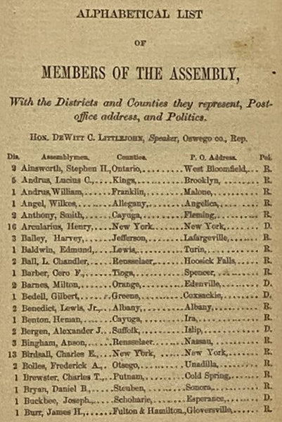 Biographical Sketches of the State Officers and Members of the Legislature of the State of New York in 1861.