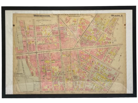 24 x 36 Framed Farm Lot Nos. 7, 36, 66 and Hatchet Piece Refer to Formerly Town of Brighton, Rochester, New York Map, Plate 2