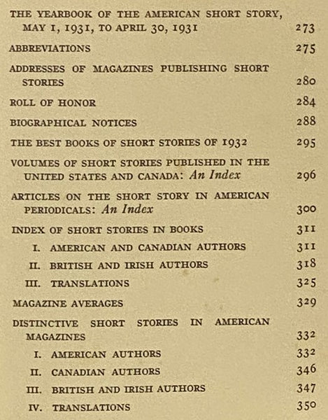 The Best Short Stories of 1932 and the Yearbook of the American Short Story