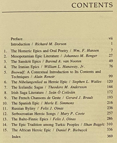 Heroic Epic and Saga: An Introduction to the World's Great Folk Epics