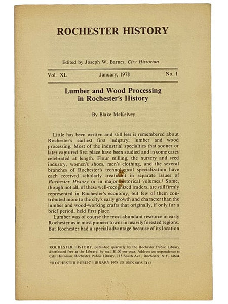 Lumber and Wood Processing in Rochester's History (Rochester History, January, 1978, Vol. XL, No. 1)