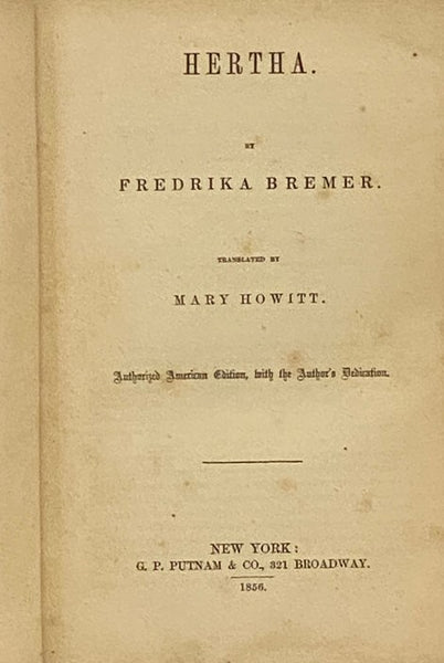 Hertha. Authorized American Edition, with the Author's Dedication.