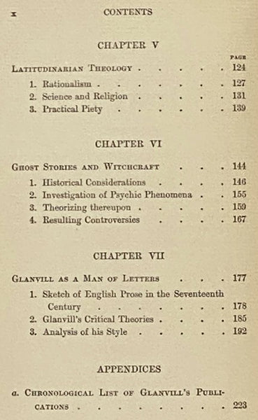 Joseph Glanvill: A Study in English Thought and Letters of the Seventeenth Century