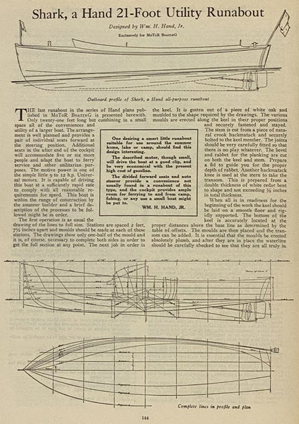 Motor Boat Building: Useful and Practical Hints on Small Boat Construction with Plans and Specifications for Vee Bottom Craft - A Textbook Describing and Illustrating All Steps in Amateur Boat Building, with Chapters on How to Design, Reading Plans, Star…