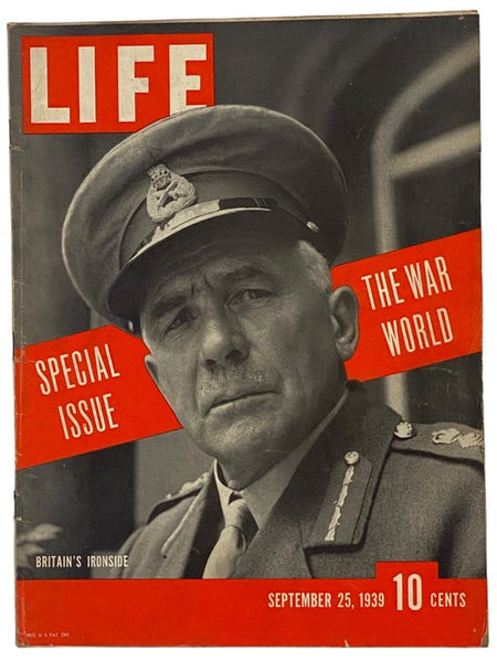 Life Magazine, September 25, 1939, Vol. 7, No. 13 (Special Issue: The War World) [Sir Edmund Ironside Cover]