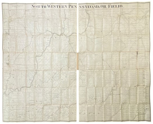 North Western Pennsylvania Oil Fields. 56 x 70 Linen-Backed Map. [Northwestern PA]