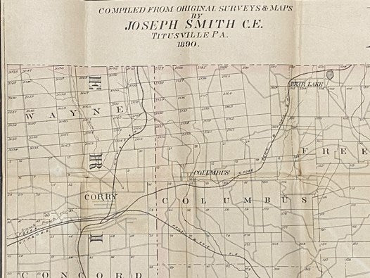 North Western Pennsylvania Oil Fields. 56 x 70 Linen-Backed Map. [Northwestern PA]