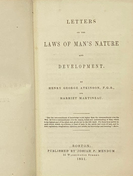 Letters on the Laws of Man's Nature and Development.