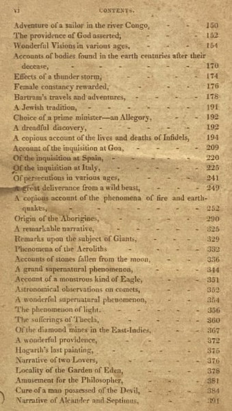 The Wonders of Nature and Providence, Displayed. Compiled from Authentic Sources, Both Ancient and Modern, Giving an Account of Various and Strange Phenomena Existing in Nature, of Travels, Adventures, Singular Providences, &c.