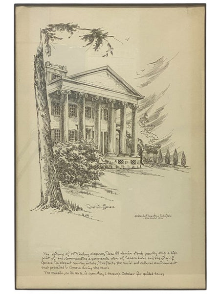 1976 Framed 18 x 12 Print of Rose Hill Mansion in Geneva, New York
