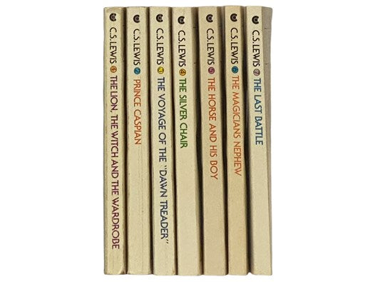 The Chronicles of Narnia, in Seven Volumes: 1. The Magician's Nephew; 2. The Lion the Witch and the Wardrobe; 3. The Horse and His Boy; 4. Prince Caspian; 5. The Voyage of the Dawn Treader; 6. The Silver Chair; 7. The Last Battle