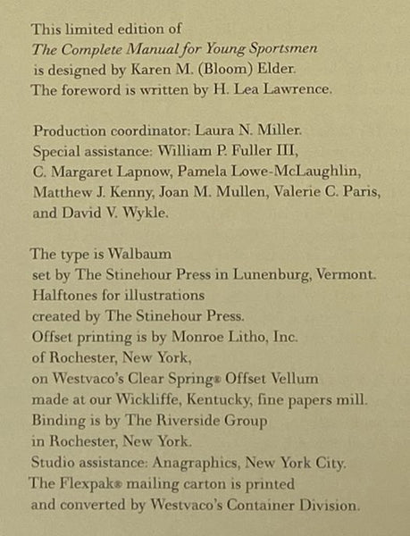 The Complete Manual for Young Sportsmen (Westvaco's American Classics Series No. 36, Christmas 1993)
