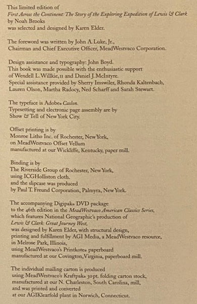 First Across the Continent: Lewis & Clark - The Story of the Exploring Expedition [with] Lewis & Clark: Great Journey West (MeadWestvaco American Classics Series No. 46, Christmas 2003)