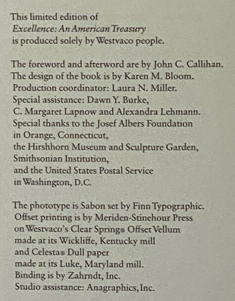 Excellence: An American Treasury (Westvaco American Classics Series No. 31, Christmas 1988)