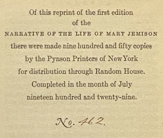 A Narrative of the Life of Mary Jemison, Who Was Taken by the Indians, in the Year 1755, When Only About Twelve Years of Age, and Has Continued to Reside Amongst Them to the Present Time, Containing an Account of the Murder of Her Father and His Family; …