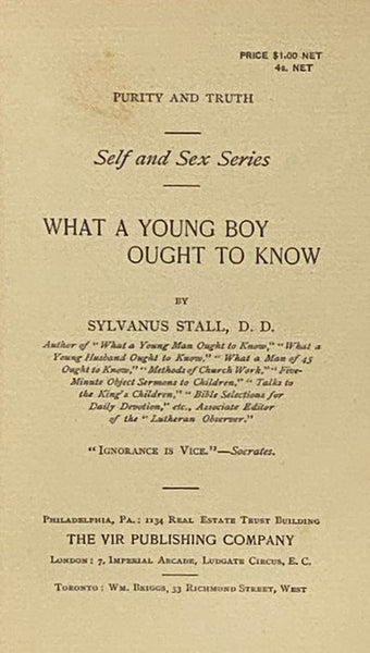 What a Young Boy Ought to Know (Self and Sex Series)