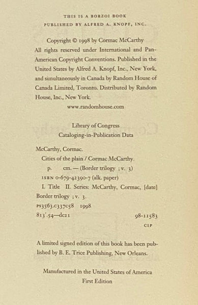 Cities of the Plain (The Border Trilogy, Volume 3)