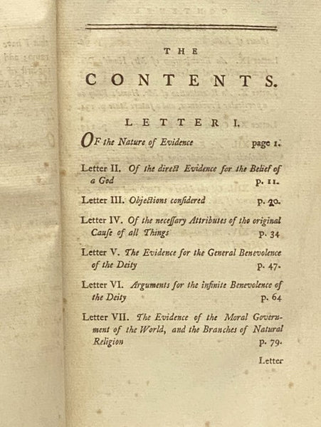 Letters to a Philosophical Unbeliever. Part I. Containing An Examination of the Principal Objections to the Doctrines of Natural Religion, and Especially Those Contained in the Writings of Mr. [David] Hume. [with] Additional Letters to a Philosophical Un…