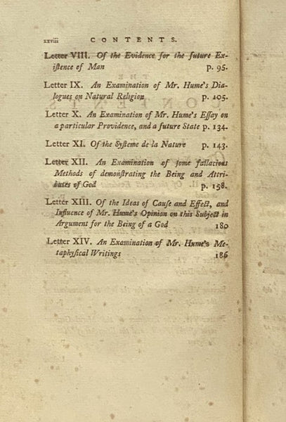 Letters to a Philosophical Unbeliever. Part I. Containing An Examination of the Principal Objections to the Doctrines of Natural Religion, and Especially Those Contained in the Writings of Mr. [David] Hume. [with] Additional Letters to a Philosophical Un…