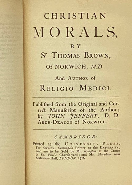 Religio Medici; Letter to a Friend &c.; and Christian Morals (Golden Treasury Series)