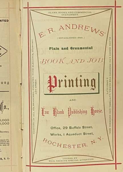 The Rochester Directory: Containing a General Directory of the Citizens, a Business Directory, and the City and County Register. No. XXIII [23], for the Year Commencing July 1, 1872 [New York]