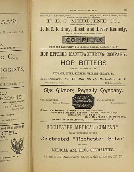 The Rochester Directory: Containing a General Directory of the Citizens, a Business Directory, and the City and County Register. No. XLI. [41], for the Year Beginning July 1, 1890 [New York]