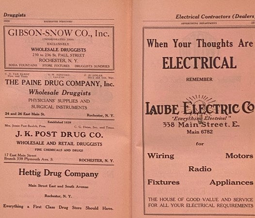 The Rochester Directory: Containing a Street Directory, General Directory of the Citizens, House Directory, Business Directory, and the City, County and State Register. Vol. LXXIII [73] for the Year Ending October 31, 1923. [New York]