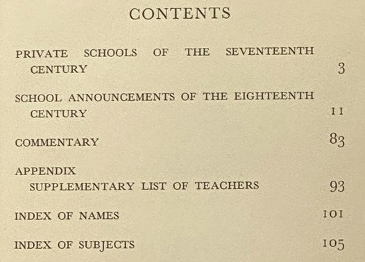 The Private Schools of Colonial Boston