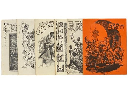 Edgar Rice Burroughs Fanzine Ephemera Archive: ERB-dom, Twenty-Issue Continuous Run: Volume 1 No. 1 - Volume 1 No. 20 [with] The Forgotten Sea of Mars [with] Single Sheet of The Edgar Rice Burroughs Bazaar [with] Claude Held (Bookseller) Price List [with…