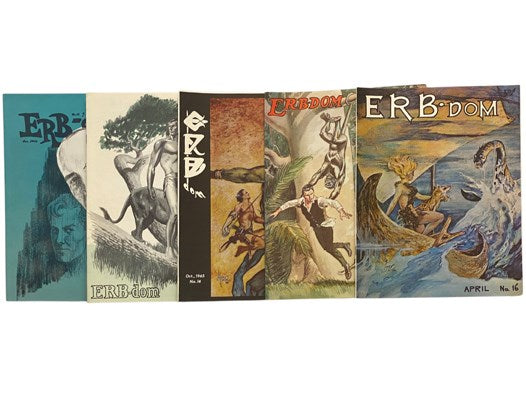 Edgar Rice Burroughs Fanzine Ephemera Archive: ERB-dom, Twenty-Issue Continuous Run: Volume 1 No. 1 - Volume 1 No. 20 [with] The Forgotten Sea of Mars [with] Single Sheet of The Edgar Rice Burroughs Bazaar [with] Claude Held (Bookseller) Price List [with…