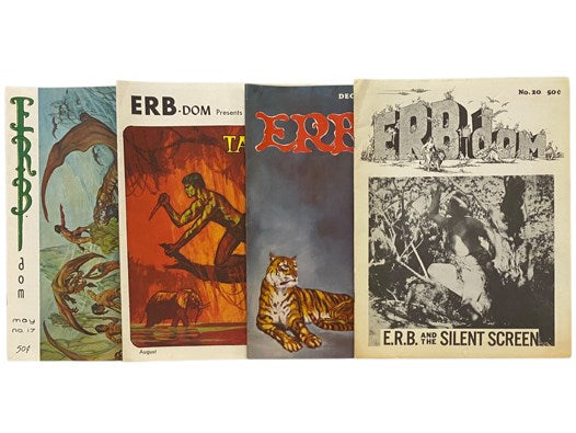 Edgar Rice Burroughs Fanzine Ephemera Archive: ERB-dom, Twenty-Issue Continuous Run: Volume 1 No. 1 - Volume 1 No. 20 [with] The Forgotten Sea of Mars [with] Single Sheet of The Edgar Rice Burroughs Bazaar [with] Claude Held (Bookseller) Price List [with…