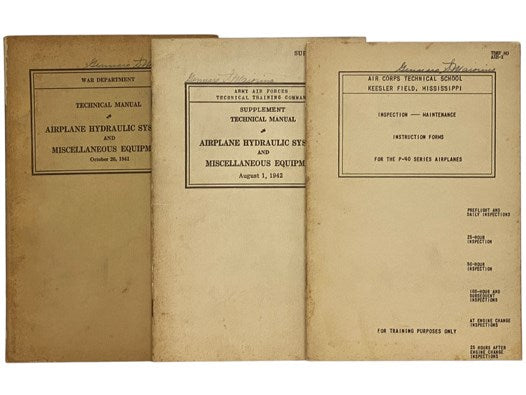 Technical Manual Airplane Hydraulic Systems and Miscellaneous Equipment, October 20, 1941 (War Department TM 1-411) [with] Supplement No. 1 [with] Inspection - Maintenance Instruction Forms for the P-40 Series Airplanes (TSKF No. A1E-1)