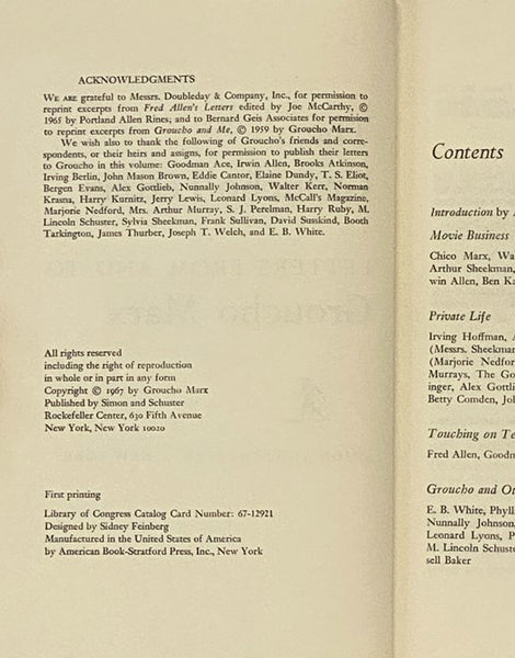 The Groucho Letters: Letters from and to Groucho Marx