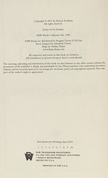 The Name of the Wind (The Kingkiller Chronicle: Day One) (Daw Book Collectors No. 1396)