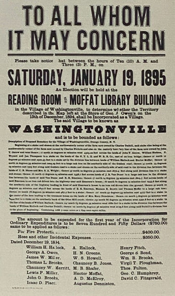 Around the Watering Trough: A History of Washingtonville, N.Y. [New York]