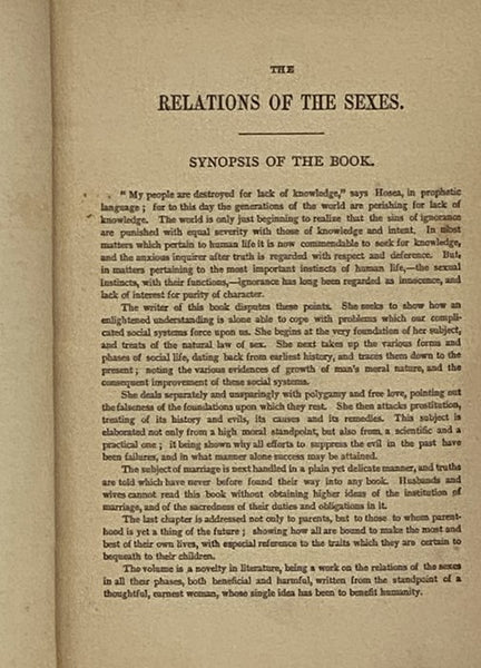 The Relations of the Sexes
