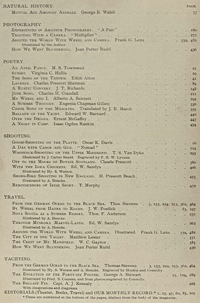 Outing: An Illustrated Monthly Magazine of Sport, Travel and Recreation, Vol. XVIII, XIX, XX. [Volumes 18-20], [September], 1891 - September, 1892.