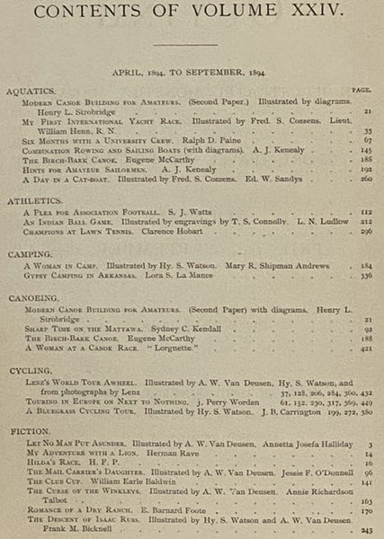Outing: An Illustrated Monthly Magazine of Sport, Travel and Recreation, Vol. XXIII., XXIV [Volumes 23-24], October, 1893 - September, 1894.