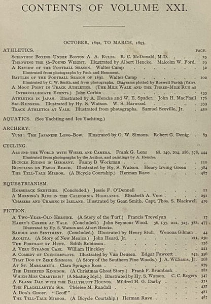 Outing: An Illustrated Monthly Magazine of Sport, Travel and Recreation, Vol. XXI., XXIII. [Volumes 21-22], October, 1892 - September, 1893.
