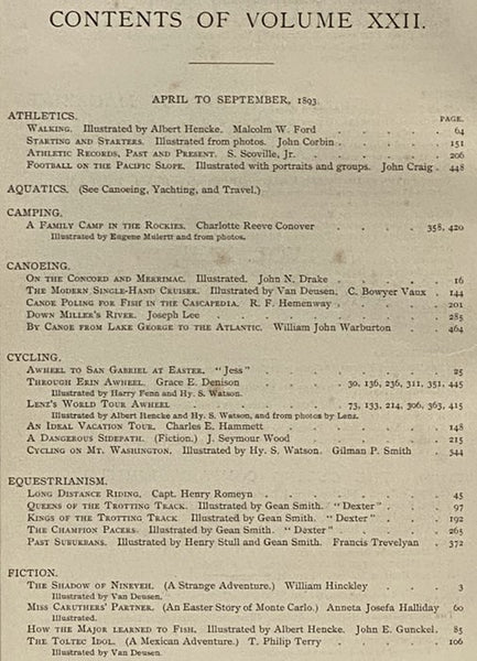 Outing: An Illustrated Monthly Magazine of Sport, Travel and Recreation, Vol. XXI., XXIII. [Volumes 21-22], October, 1892 - September, 1893.
