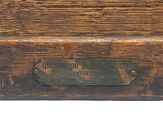 Antique Underwood & Underwood Boxed Set: Stereo Viewer and Cards with Wood Cabinet of Drawers, Including Cards Depicting Palestine, Italy, Switzerland and the Alps, etc.