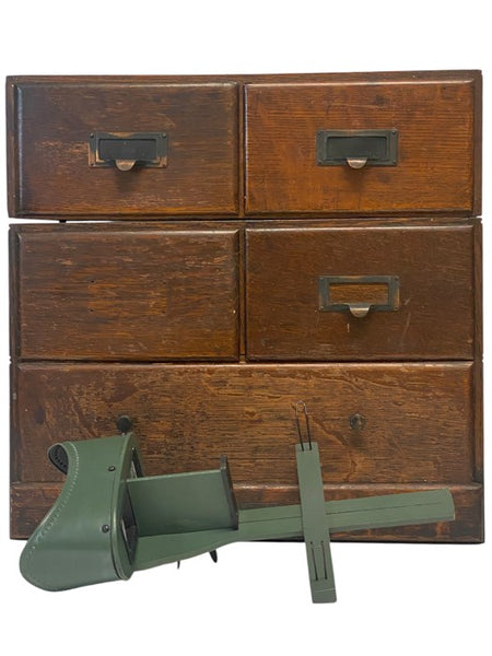 Antique Underwood & Underwood Boxed Set: Stereo Viewer and Cards with Wood Cabinet of Drawers, Including Cards Depicting Palestine, Italy, Switzerland and the Alps, etc.